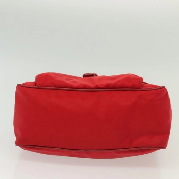 PRADA Shoulder Bag Nylon Leather Red Silver Auth - Picture 6 of 15